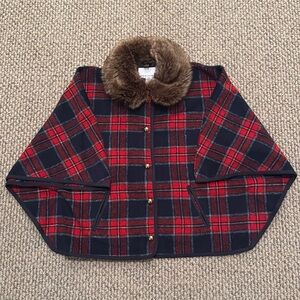 Janie and Jack Girls Size 10 - 12 Flannel Poncho